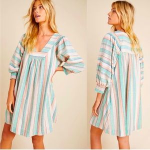Anthropologie Striped Mini Dress - Blue, Pink, White